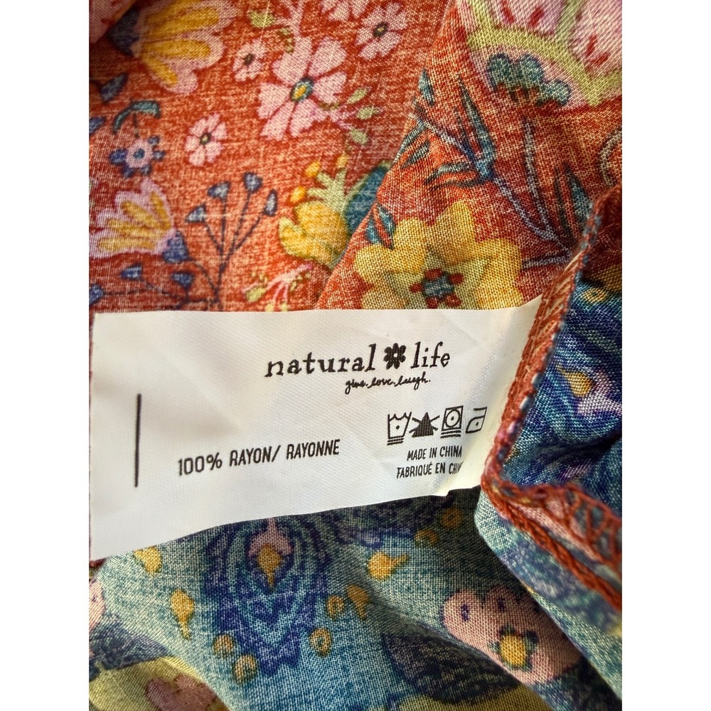 Natural Life Womens Rust Red Floral Tiered Maxi Dress Long Sleeve Boho Size XXL - Picture 6 of 12